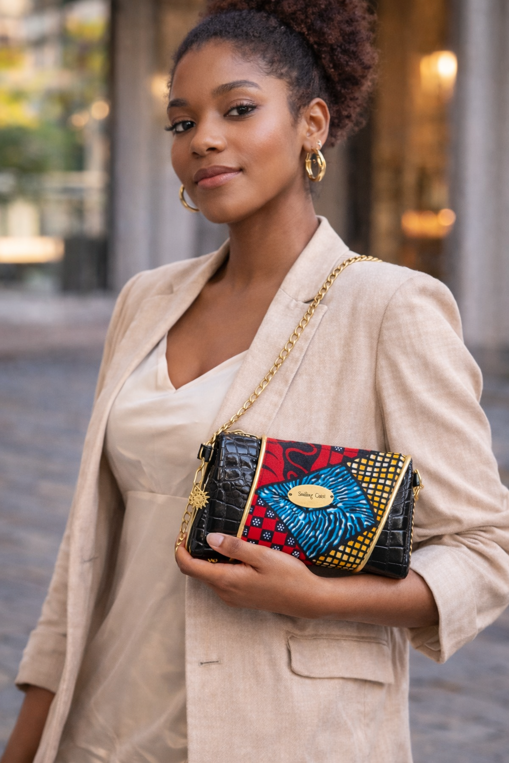 Sukuta Night Sky Edition Clutch – Handmade African Wax Print & Gold Details