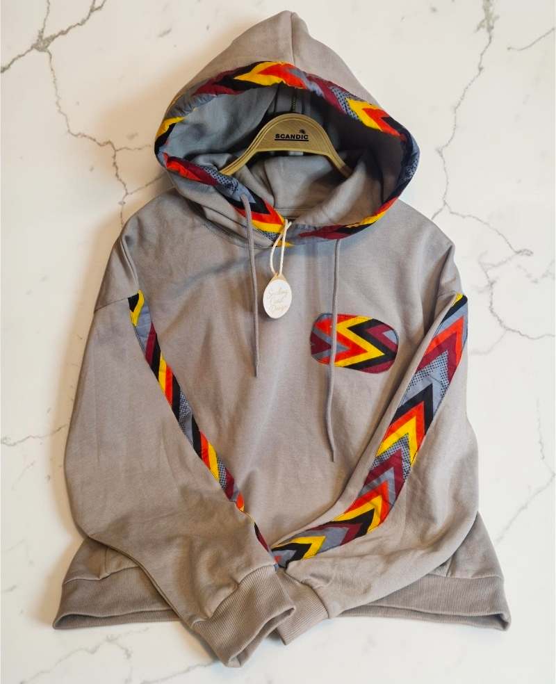 African Wax Print Hoodie – One of a Kind Unisex . Size M