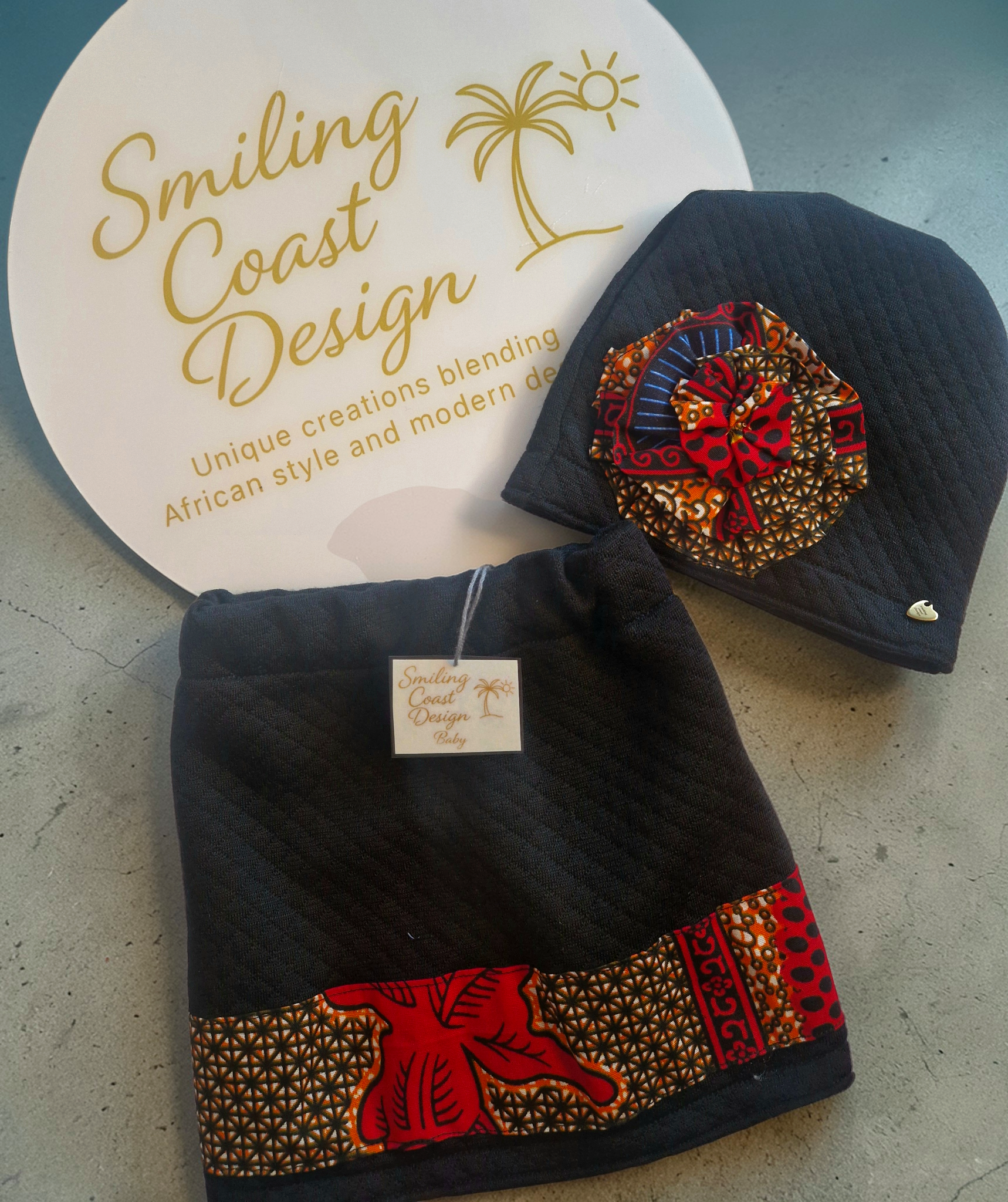 African Wax Print Baby Skirt & Hat Set 0-4 month | Handmade Newborn Outfit