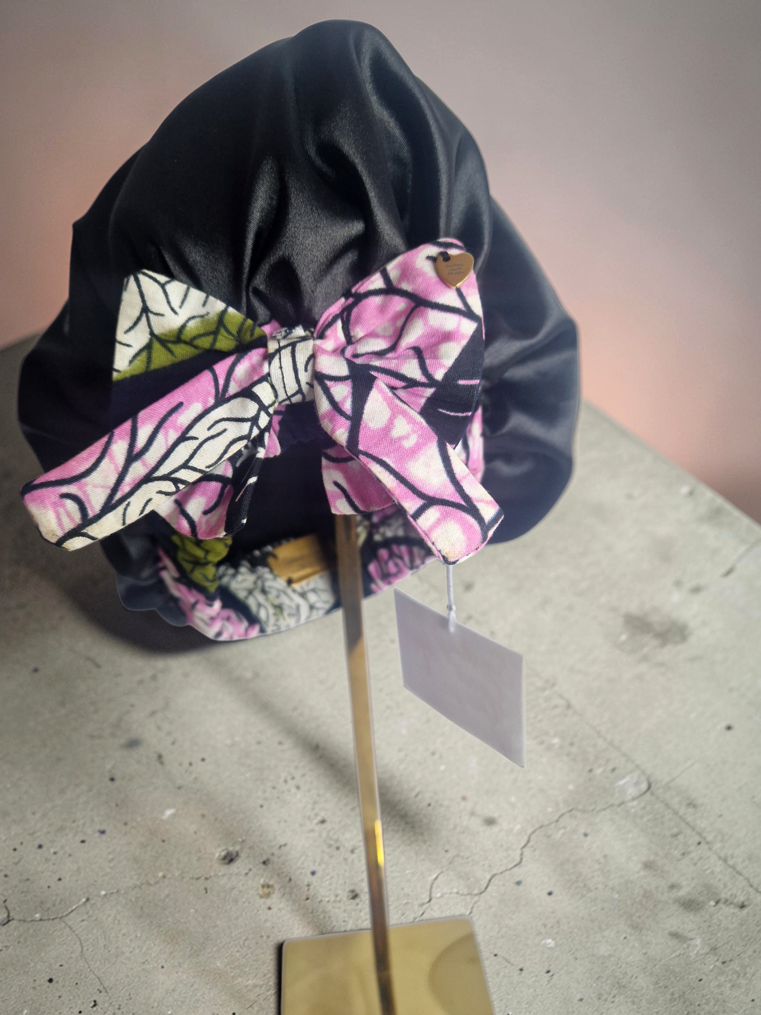 African Wax Print /Black Satin Bonnet – Hair Cap