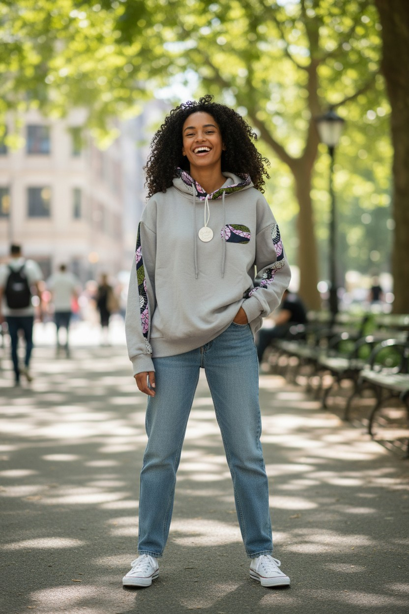 African Wax Print Hoodie size XS