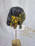 African Wax Print /Black Satin Bonnet – Hair Cap