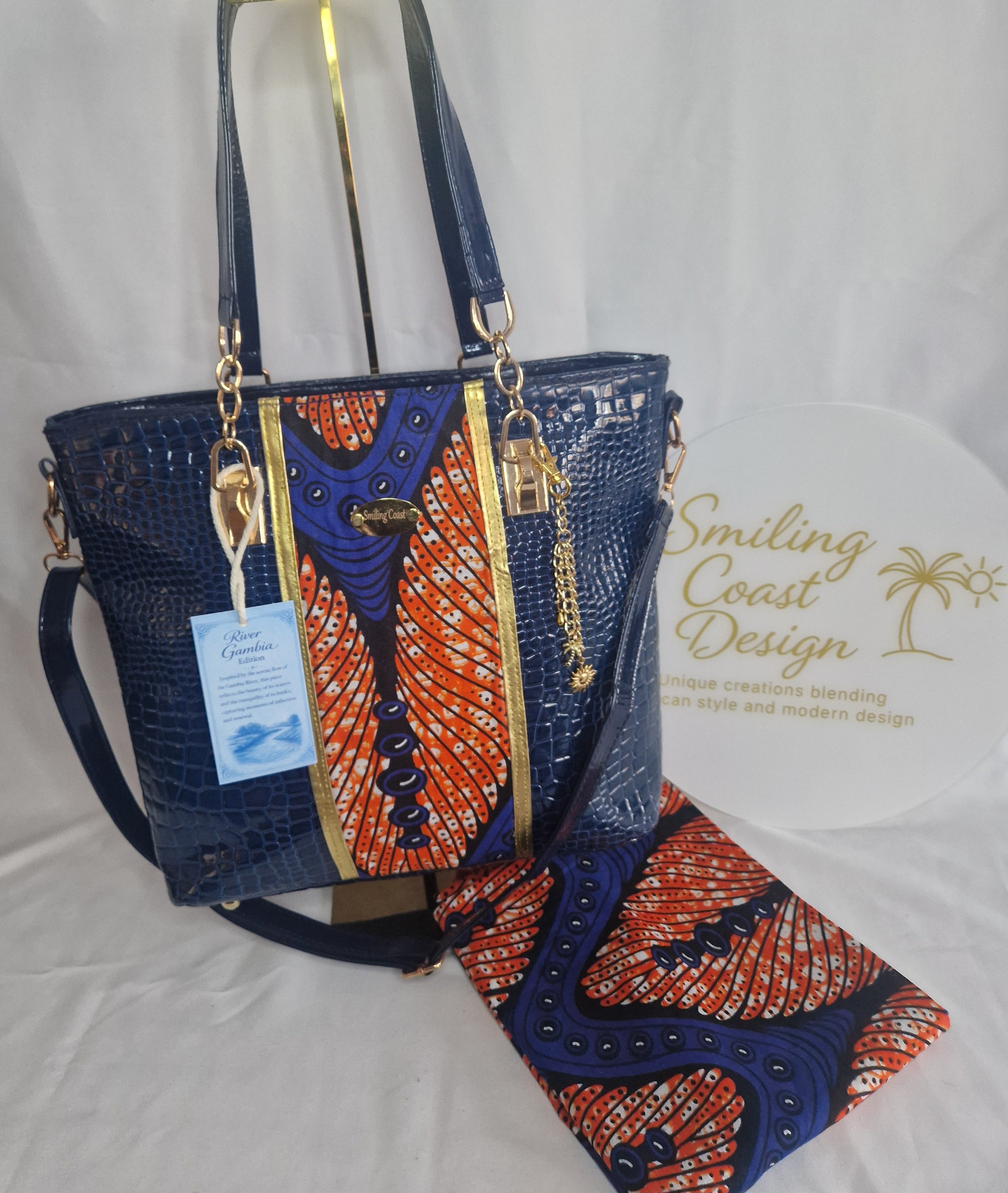 African waxprint Handbag – African Wax Print & Faux Leather | River Gambia Edition-Smiling Coast Design
