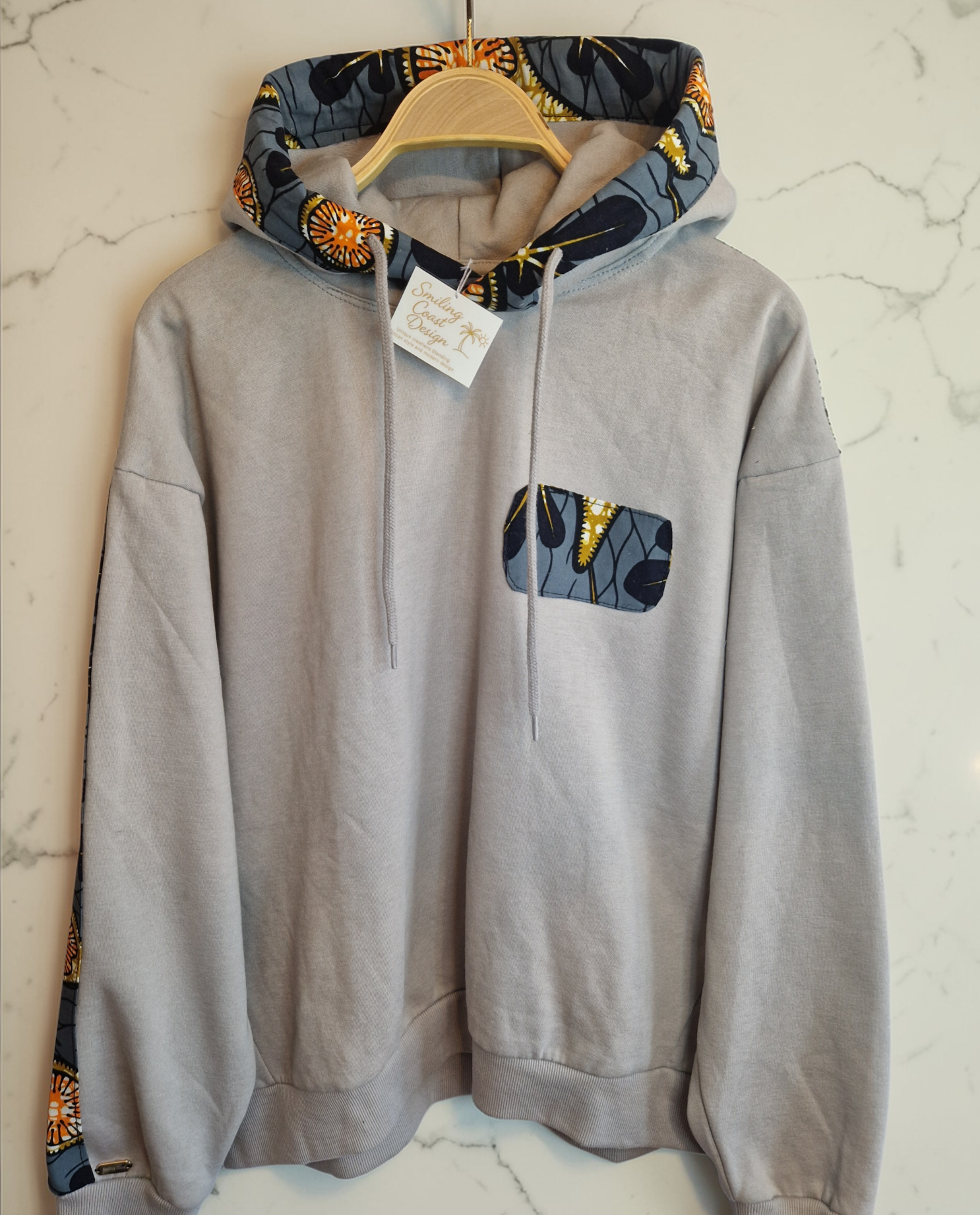 African Wax Print Hoodie handmade in Gambia /Only one copy/One of a kind- size L