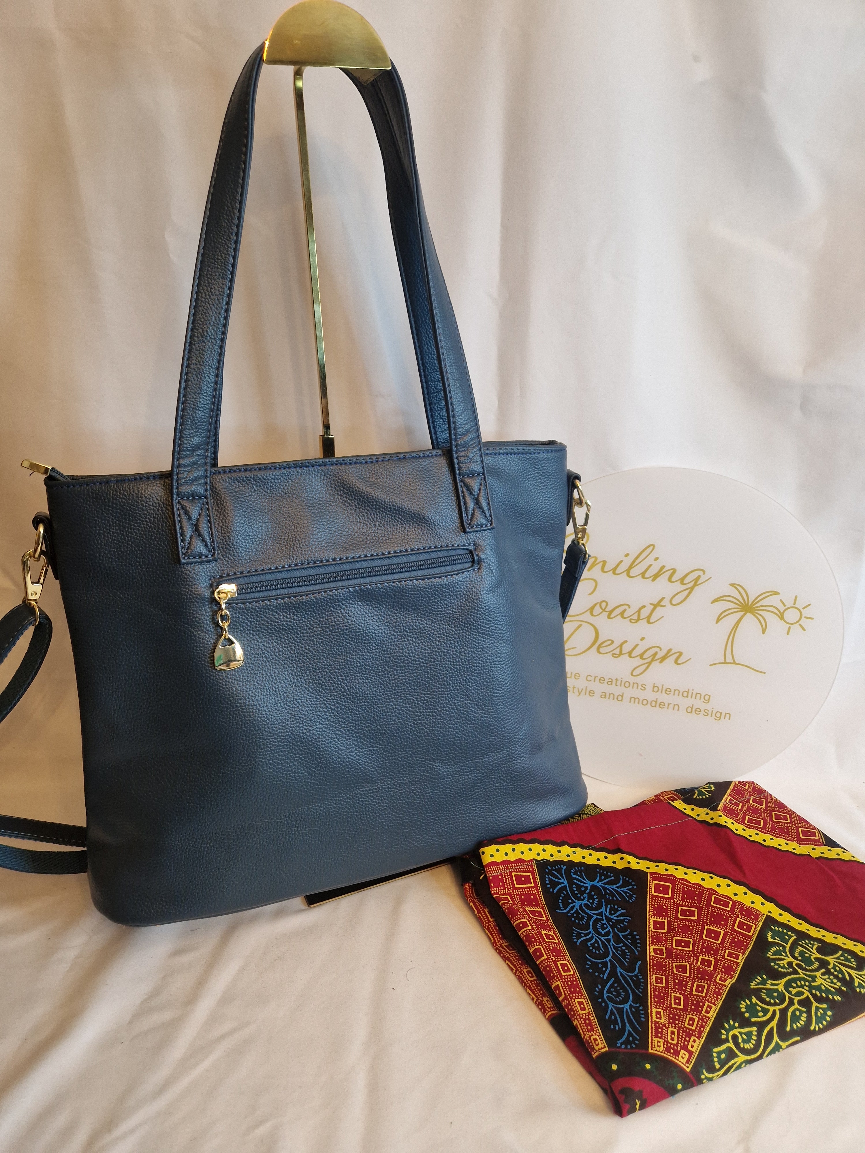 African Wax Print  Tote Bag – Handmade Vegan Leather & |River Gambia Edition -Smiling Coast Design