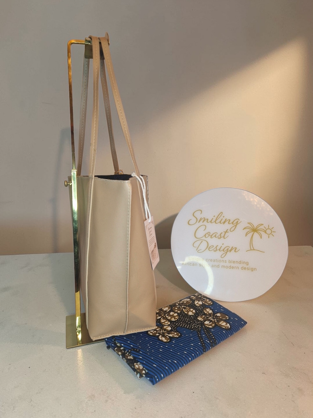 Animalprint Tote Bag – Handmade Vegan Leather & African Wax Print inner lining |Kasumai Spirit Edition- Smiling Coast Design