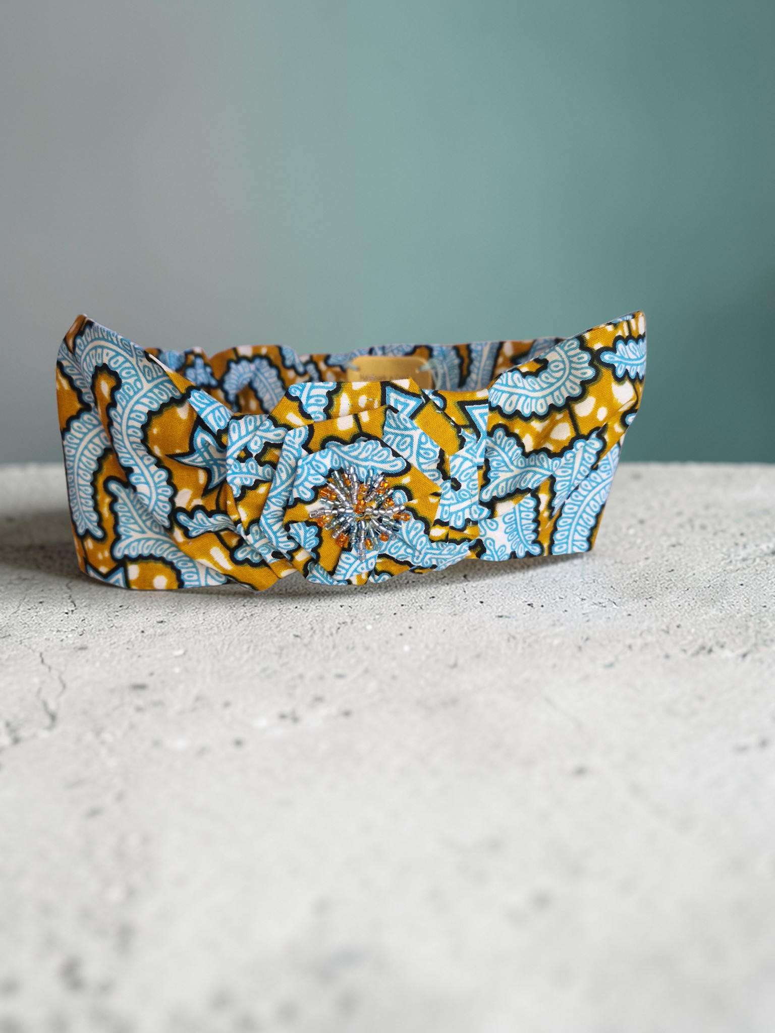 African Wax Print Headband with Beaded Detail – Handmade in The Gambia | Smiling Coast Design
