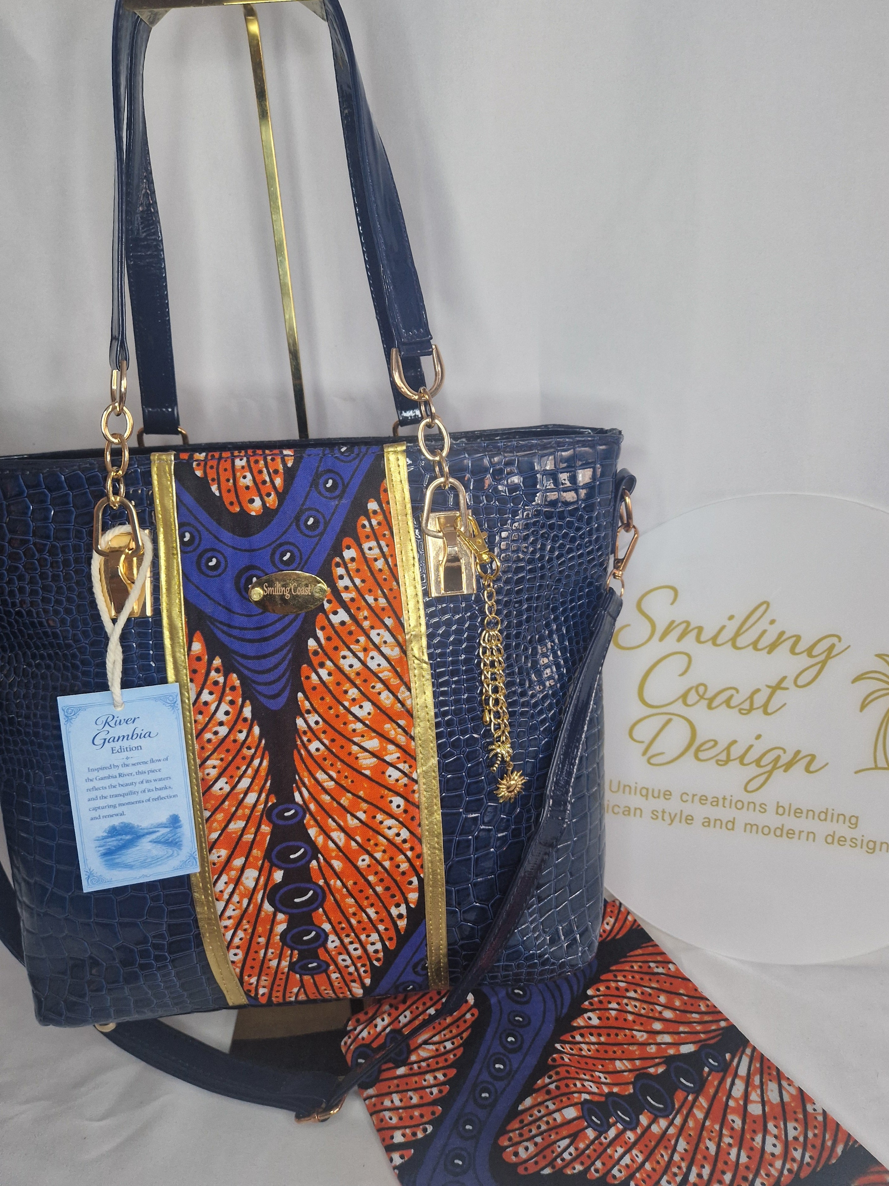 African waxprint Handbag – African Wax Print & Faux Leather | River Gambia Edition-Smiling Coast Design