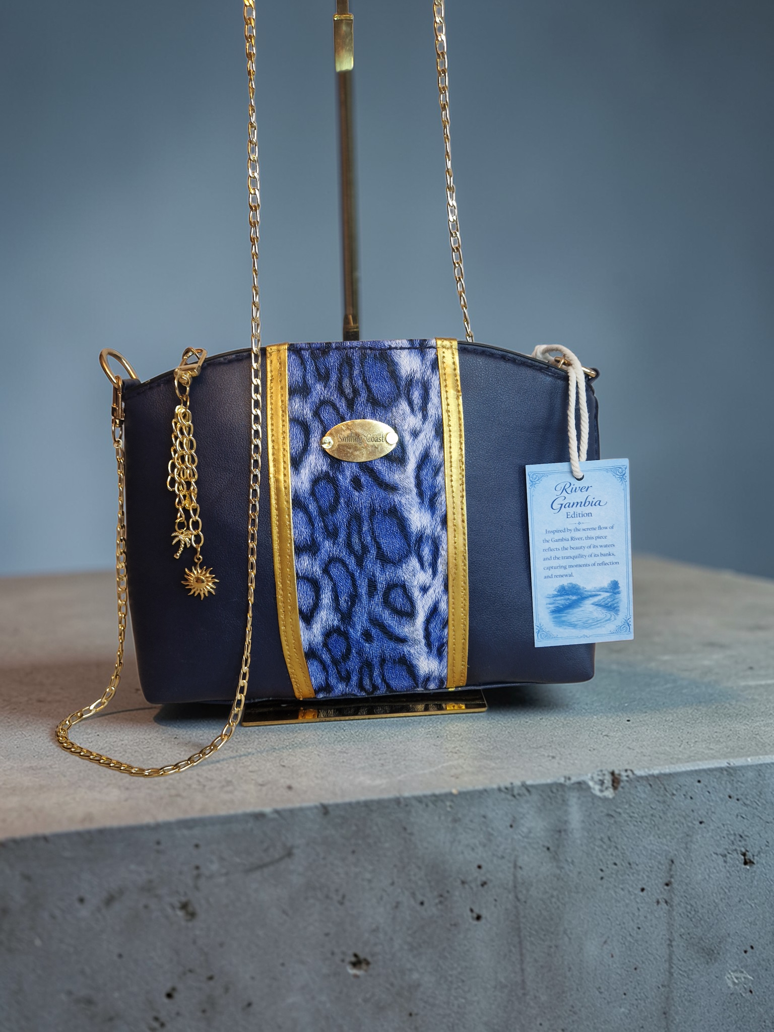 Smiling Coast Design – River Gambia Edition Handmade Bag with Gold Chain