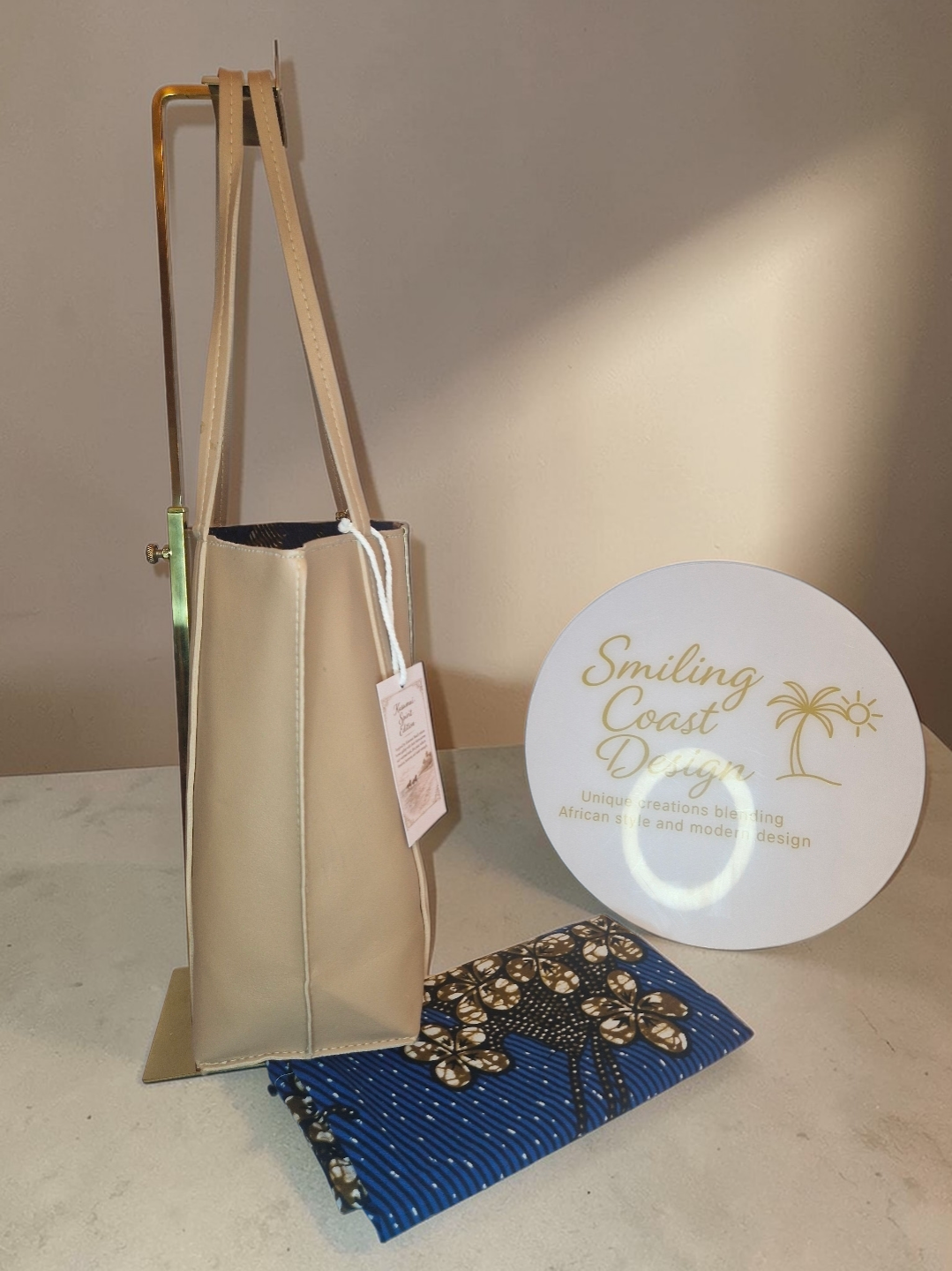 Animalprint Tote Bag – Handmade Vegan Leather & African Wax Print inner lining |Kasumai Spirit Edition- Smiling Coast Design