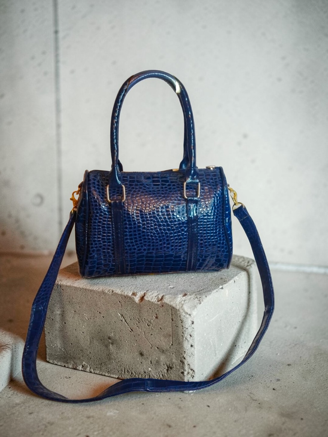 African Wax Print/Faux leather Barrel Bag with Pouch | River Gambia Edition