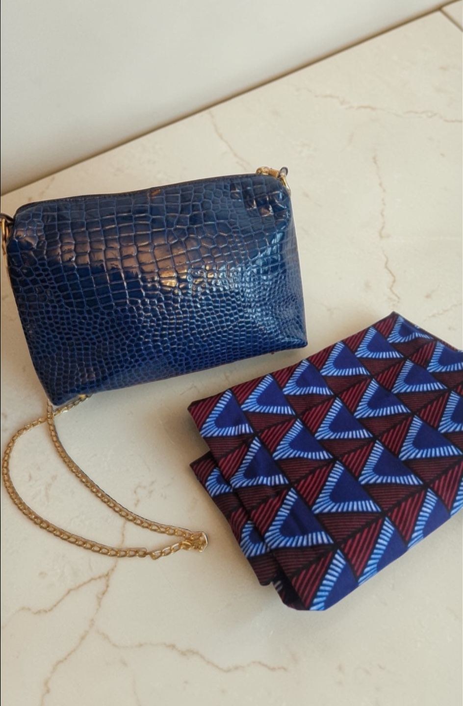 African Wax Print/ Vegan leather Crossbody Bag River Gambia Edition