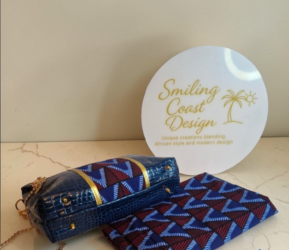 African Wax Print/ Vegan leather Crossbody Bag River Gambia Edition