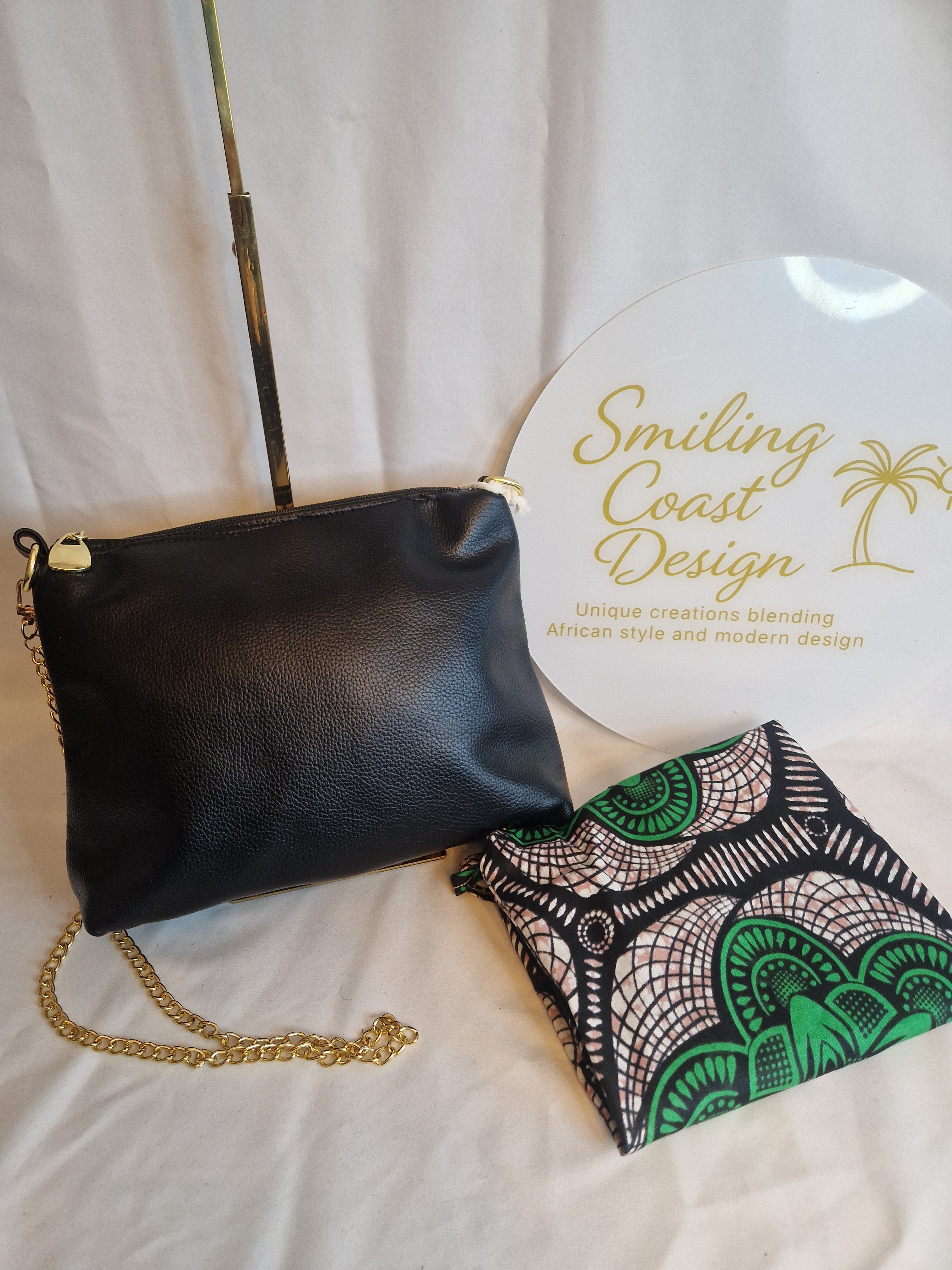 Animalprint Crossbody Bag – Vegan Leather with African Wax Print Lining | Smiling Coast Design