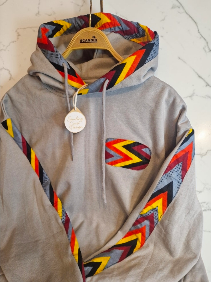 African Wax Print Hoodie – One of a Kind Unisex . Size M