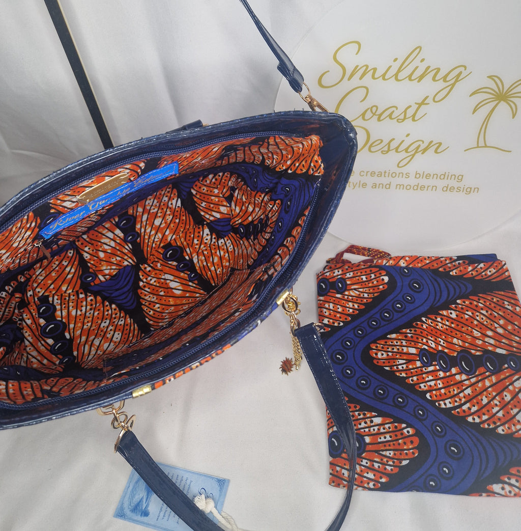African waxprint Handbag – African Wax Print & Faux Leather | River Gambia Edition-Smiling Coast Design