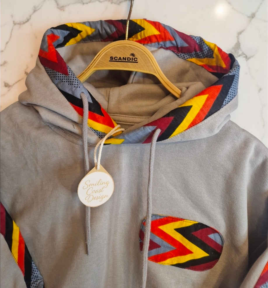 African Wax Print Hoodie – One of a Kind Unisex . Size M