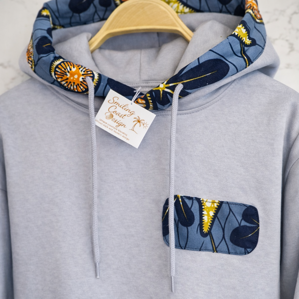 African Wax Print Hoodie handmade in Gambia /Only one copy/One of a kind- size L