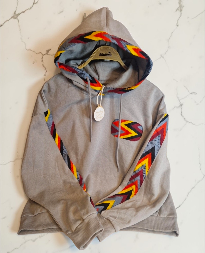 African Wax Print Hoodie – One of a Kind Unisex . Size M