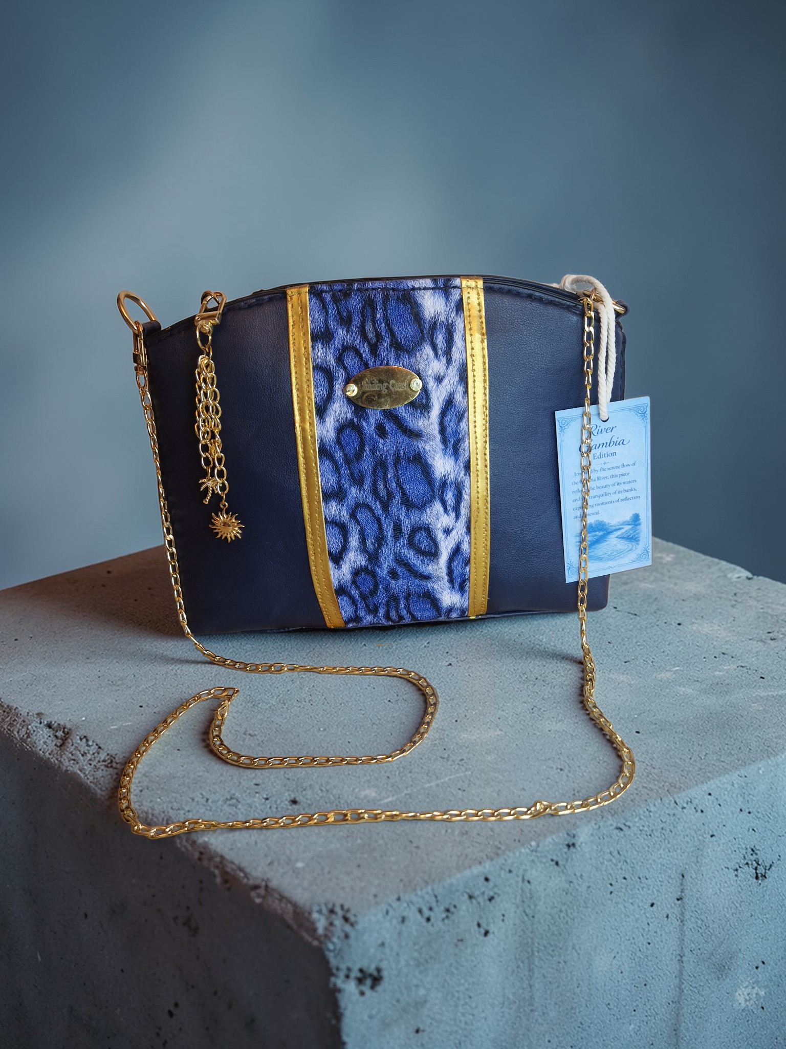 Smiling Coast Design – River Gambia Edition Handmade Bag with Gold Chain