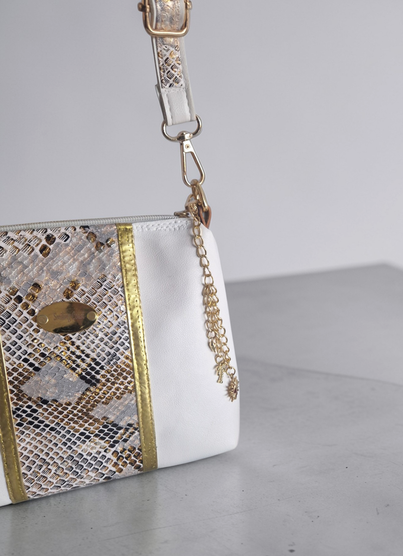 Snakeskin-print Crossbody Bag – Vegan Leather and African waxprint inside