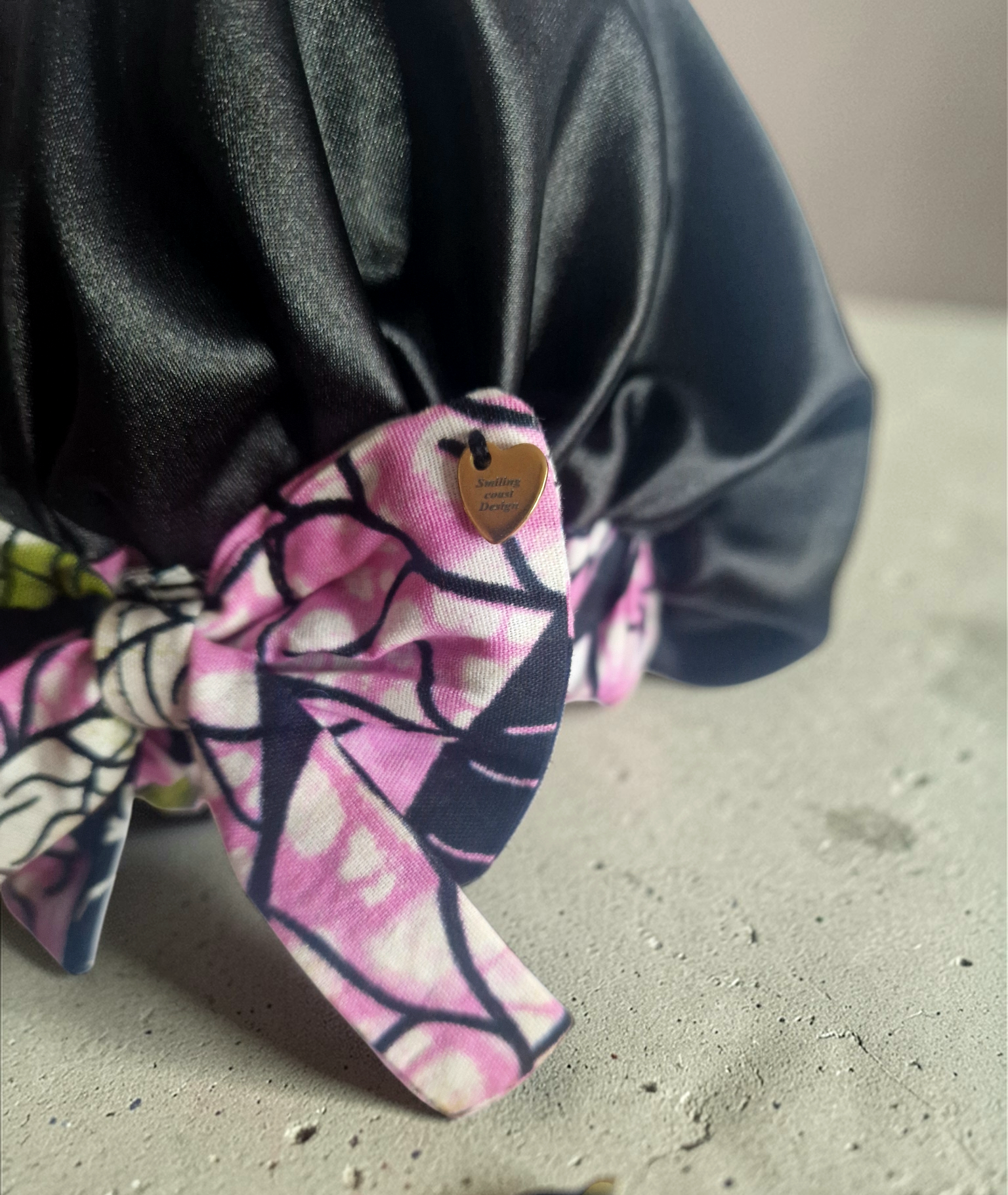 African Wax Print /Black Satin Bonnet – Hair Cap