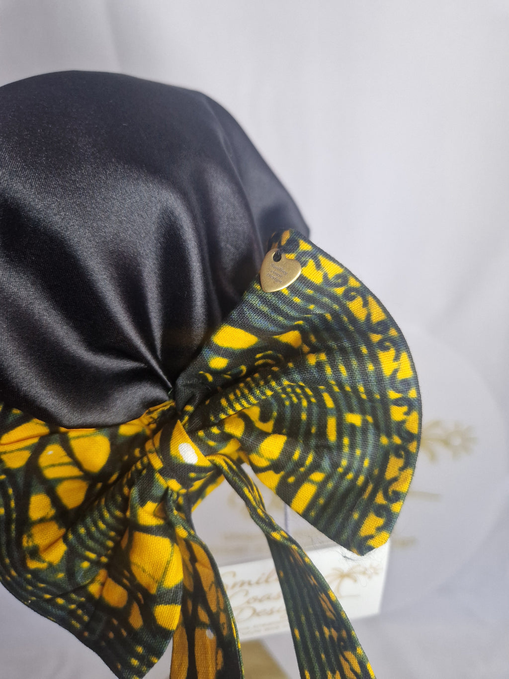 African Wax Print /Black Satin Bonnet – Hair Cap