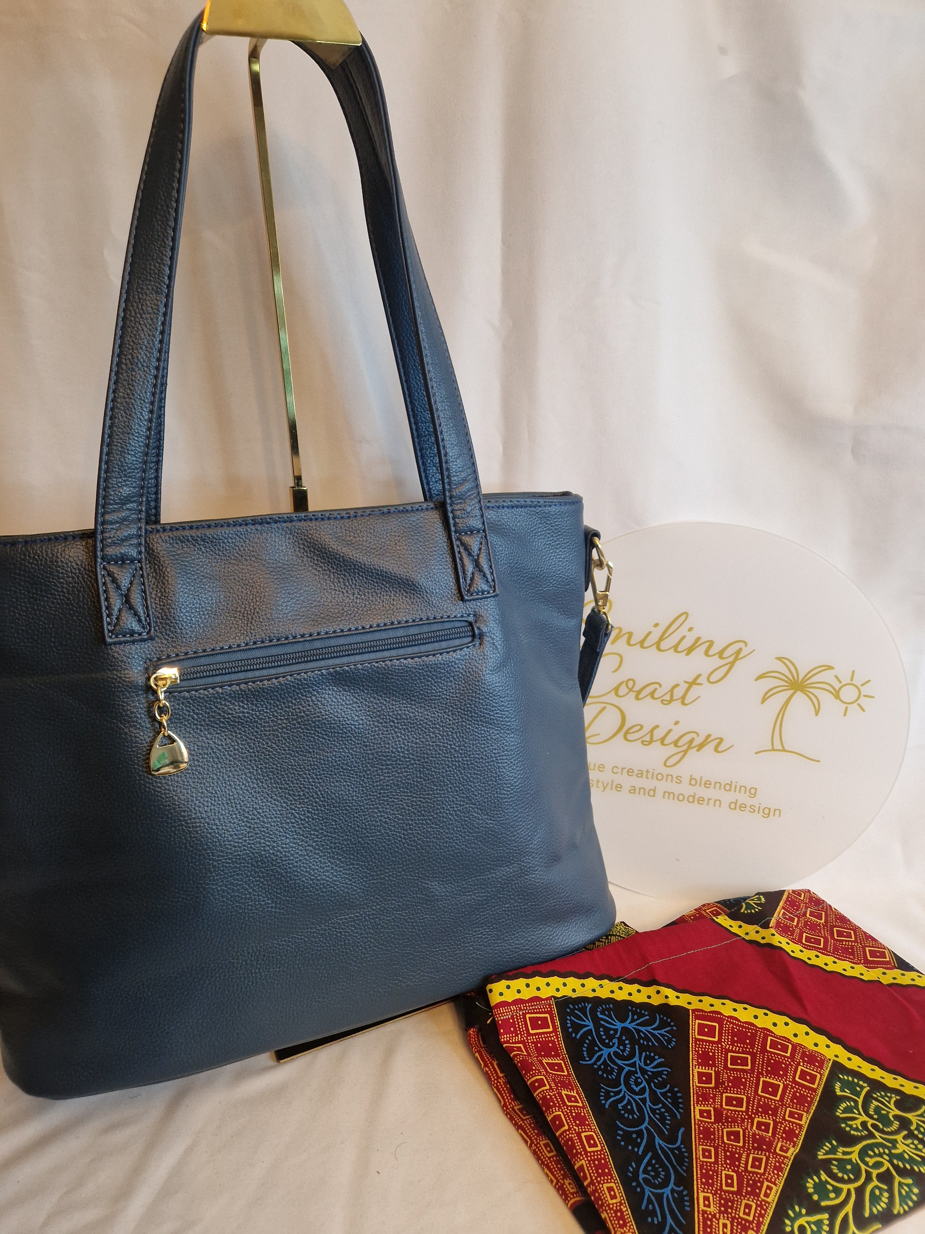 African Wax Print  Tote Bag – Handmade Vegan Leather & |River Gambia Edition -Smiling Coast Design