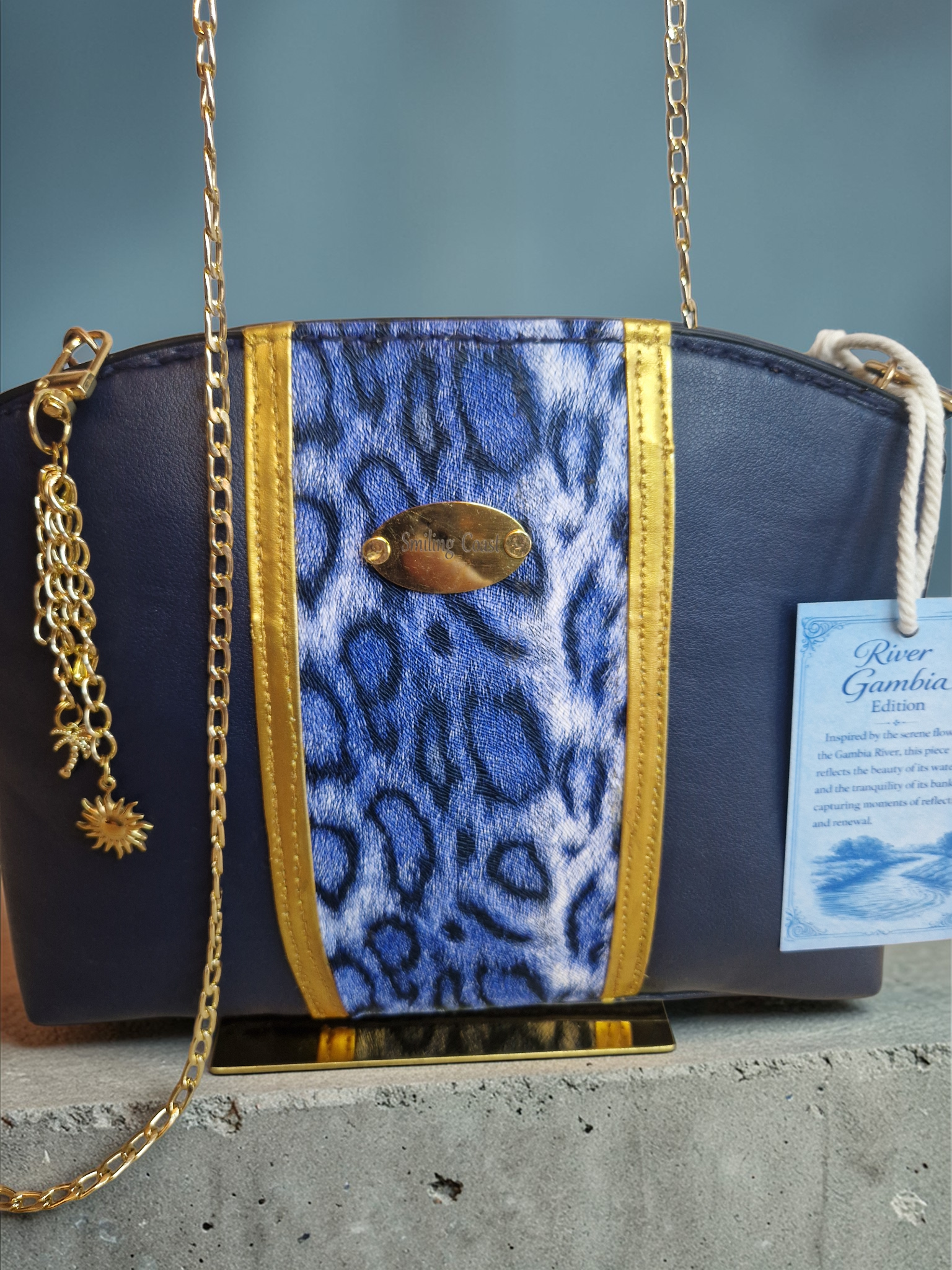 Smiling Coast Design – River Gambia Edition Handmade Bag with Gold Chain