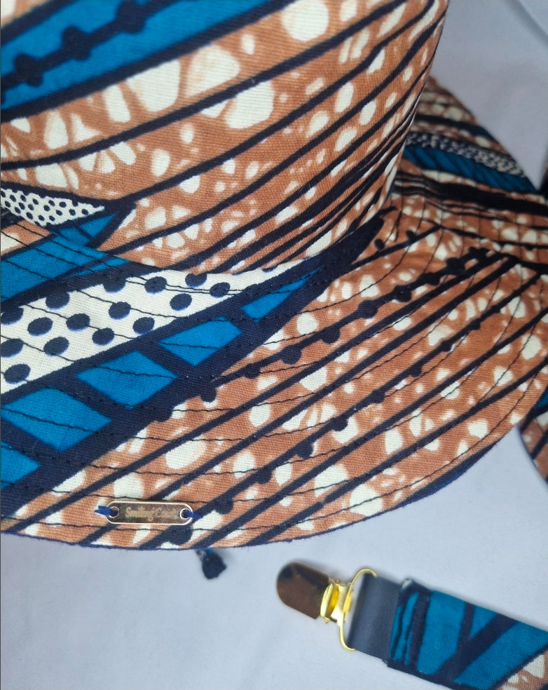 African Wax Print Baby Set –  Sun Hat, Bib & Pacifier Clip