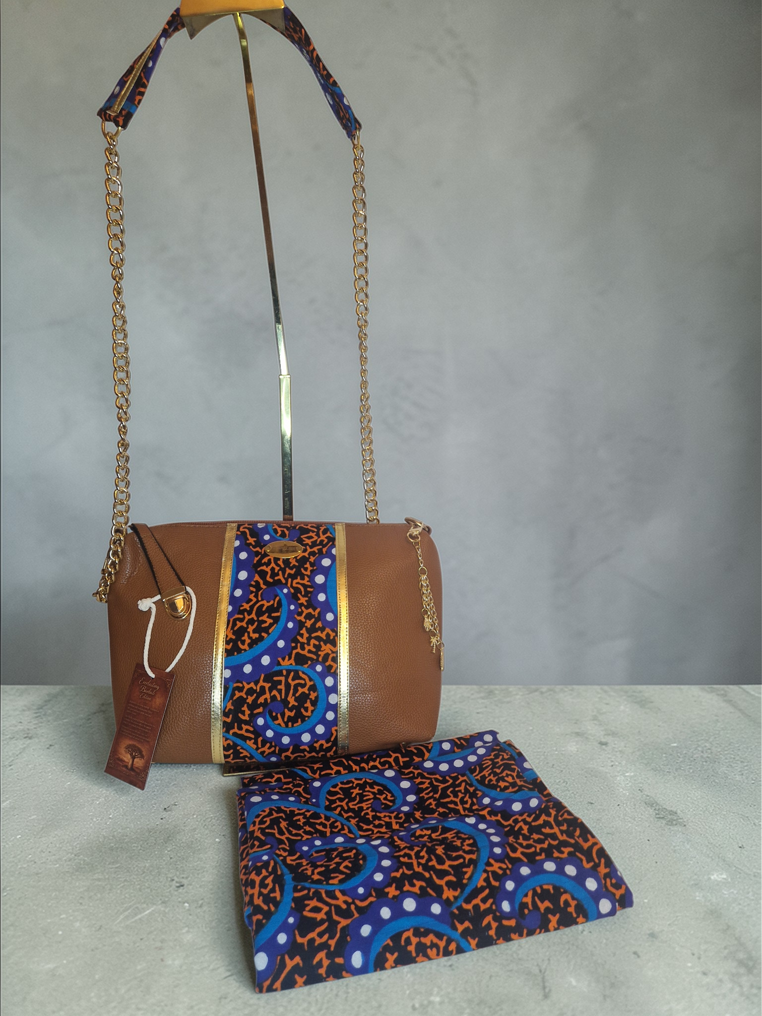 African waxprint Shoulder Bag – Handmade Vegan Leather & African Wax Print | Everlasting Baobab Edition-Smiling Coast Design