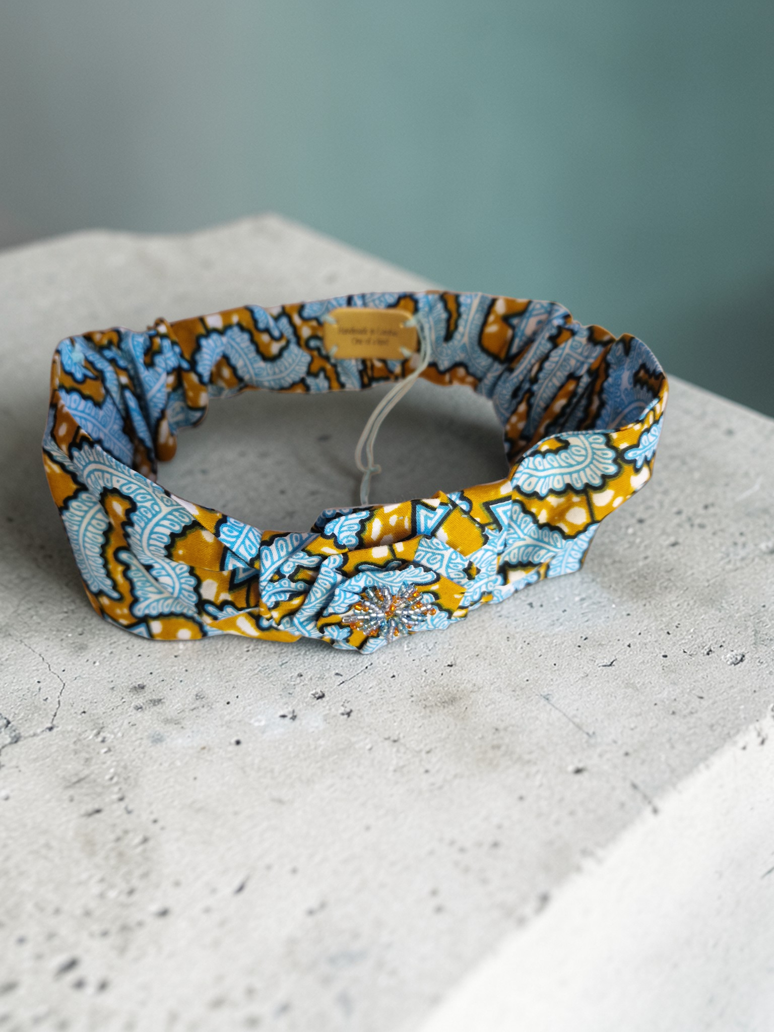 African Wax Print Headband with Beaded Detail – Handmade in The Gambia | Smiling Coast Design