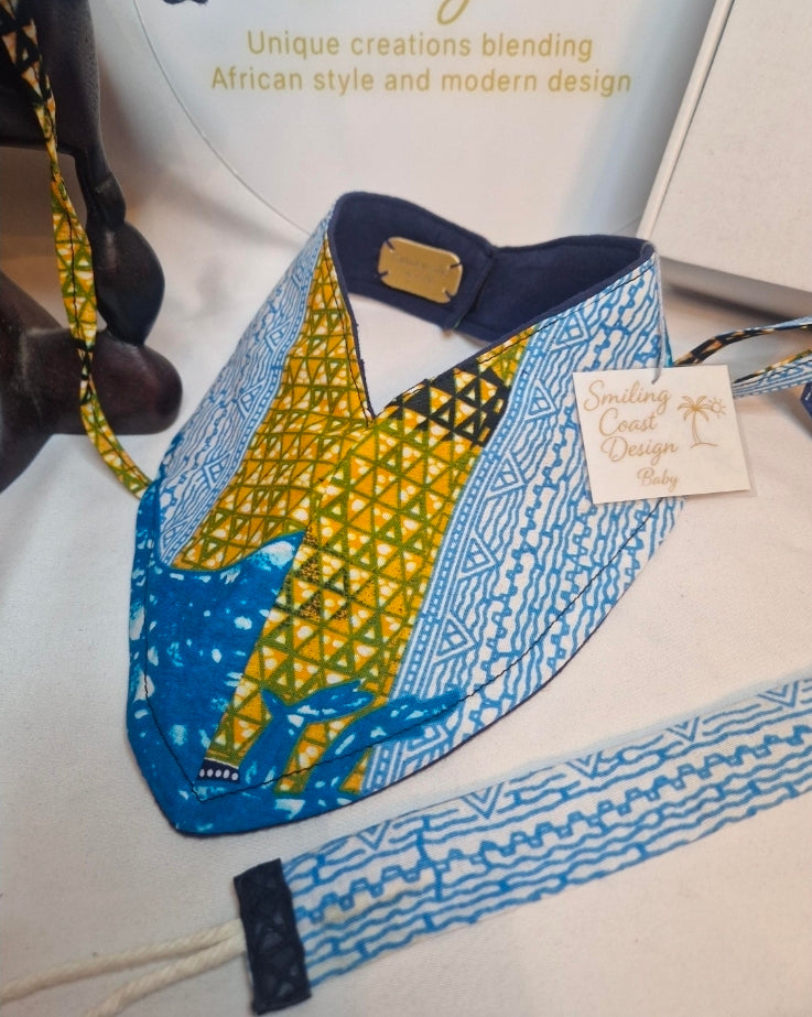 African Wax Print Baby Set – Sun Hat, Bib & Pacifier Clip size 0-12 month